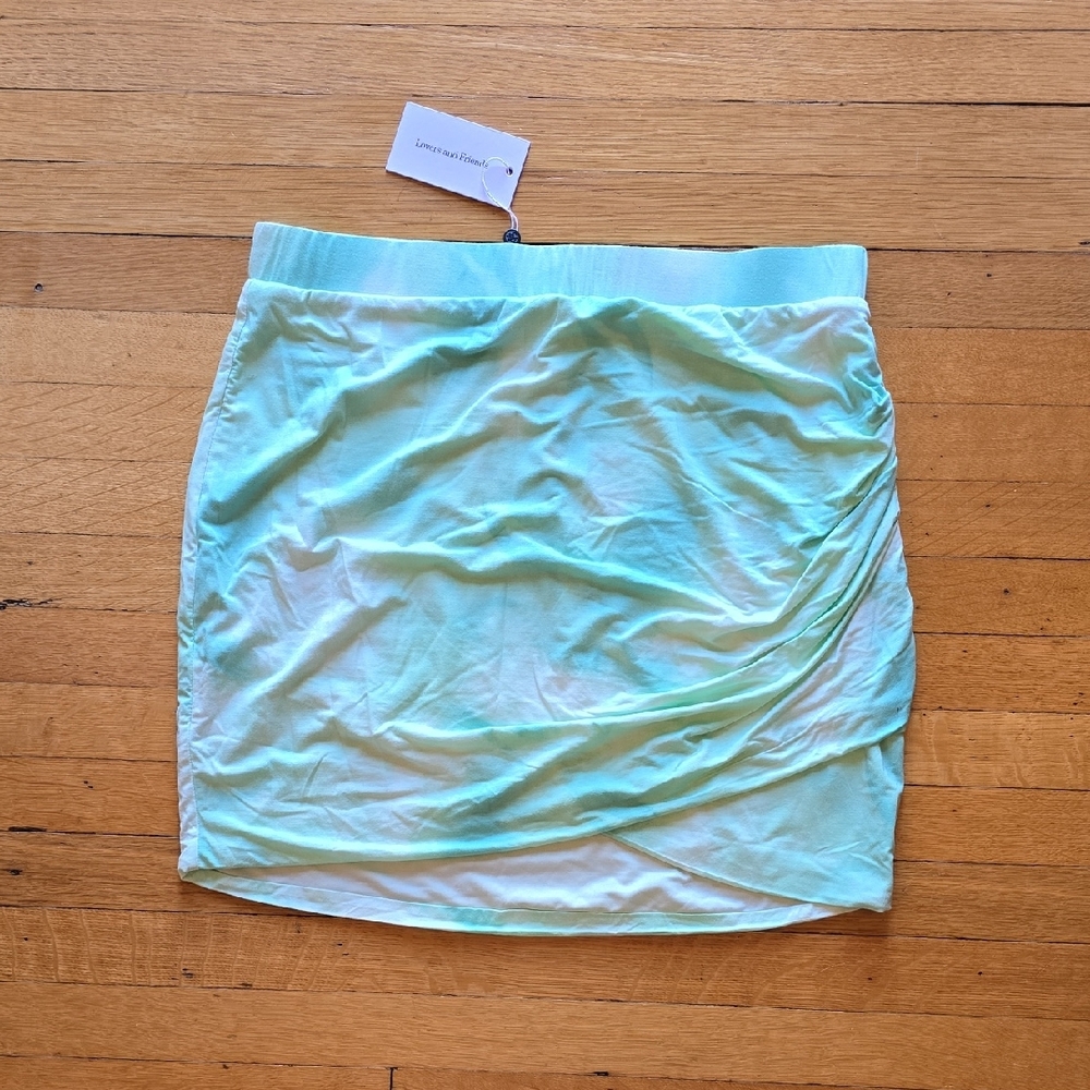 NWT, Lovers and Friends, Mint Tie Dye Ruched Mini Skirt, Women's XL